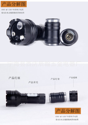 【Q5 LED戶外照明手電筒強光防水錄像攝像照相拍照補光驢友騎行】價格,廠家,圖片,手電筒,寧海縣西店辰翰五金電器廠-